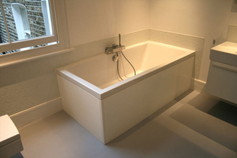 Modern bathroom remodel with freestanding soaking tub in Portland, OR