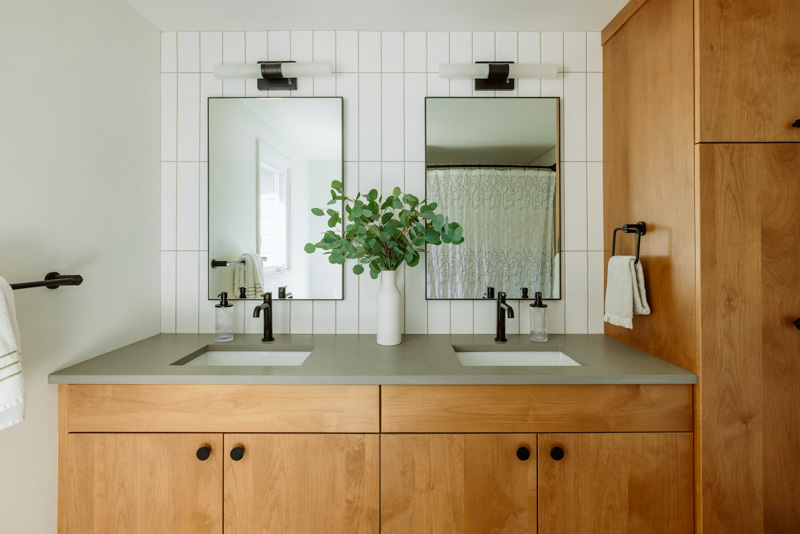 Updated bathroom with walk-in shower and modern fixtures in the Portland, OR metro